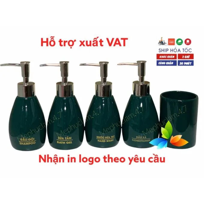 [ Hoả tốc] Bình sứ đựng dầu gội, sữa tắm, dầu xả, nước rửa tay cho khách sạn, homestay, vila, resort,..