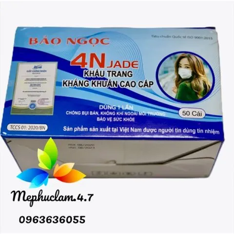 [1 hộp ] Khẩu trang y tế 4 lớp KHÁNG KHUẨN Bảo Ngọc