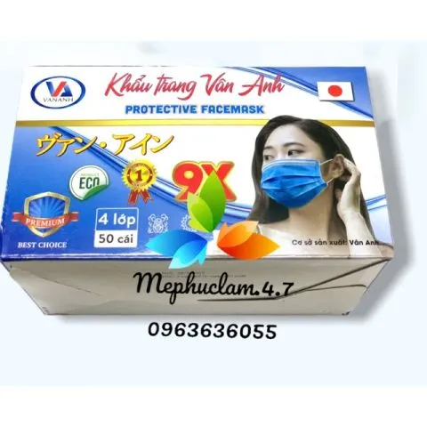 [1 hộp ] khẩu trang y tế 4 lớp Vân Anh