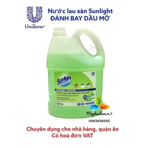 [Hoả tốc] Nước Lau Sàn Sunlight Đánh Bay Dầu Mỡ Hương Trà Xanh Can 3.8kg dùng trong nhà hàng, quán ăn