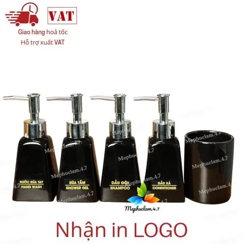 [Hỏa tốc] Bình gốm sứ đựng dầu gội,sữa tắm,nước rửa tay, cốc dáng thang cho khách sạn, resort, homestay...