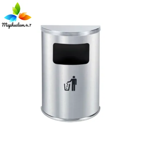 Thùng rác inox hình bán nguyệt