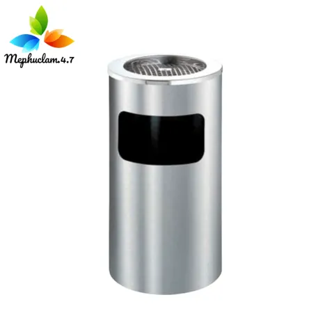 Thùng rác inox tròn giá rẻ có gạt tàn thuốc