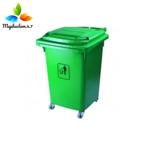 Thùng rác nhựa 60 lít HDPE, có 4 bánh xe – Thùng rác nhựa xanh